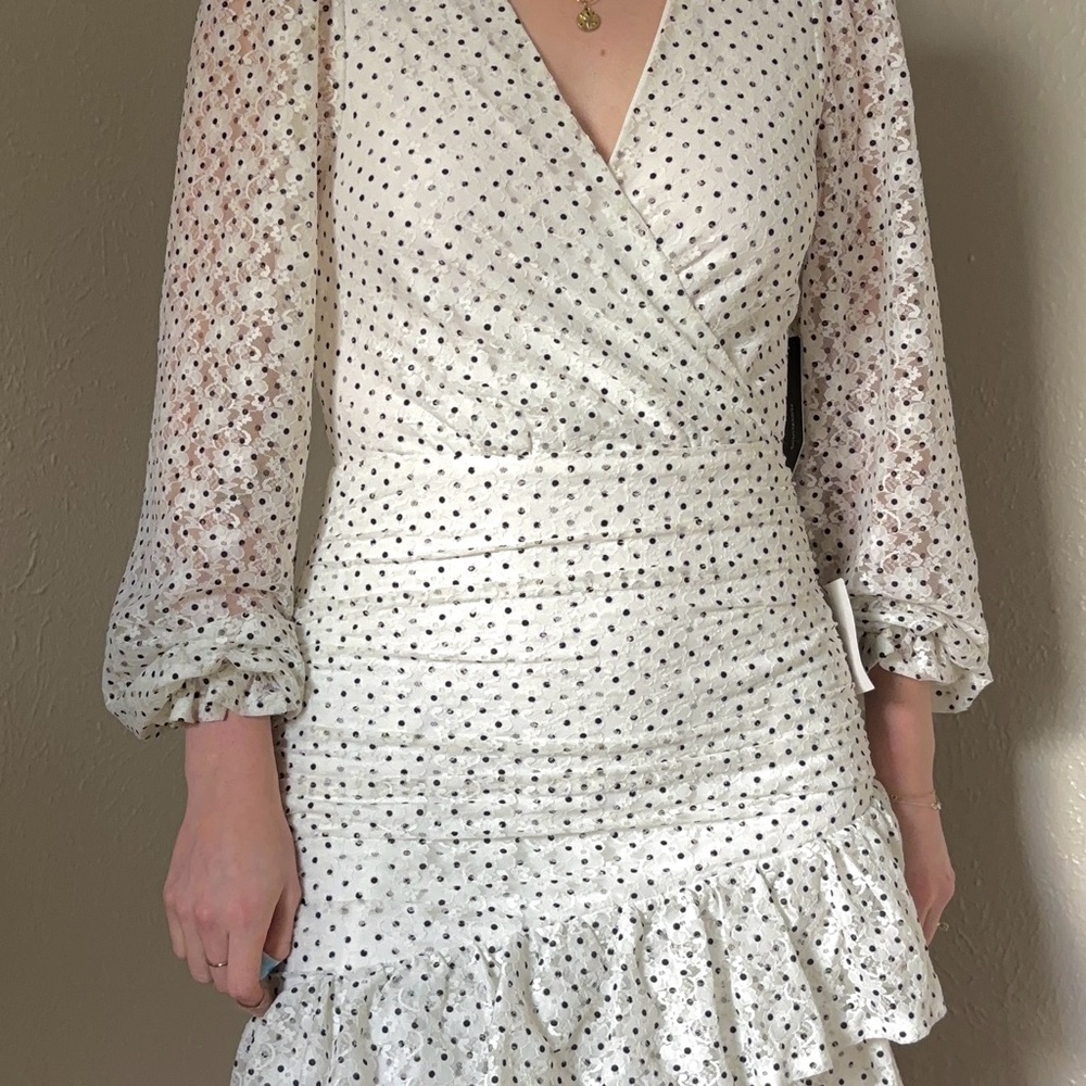 NWT Lulu's White Polka Dot Long Sleeve Dress